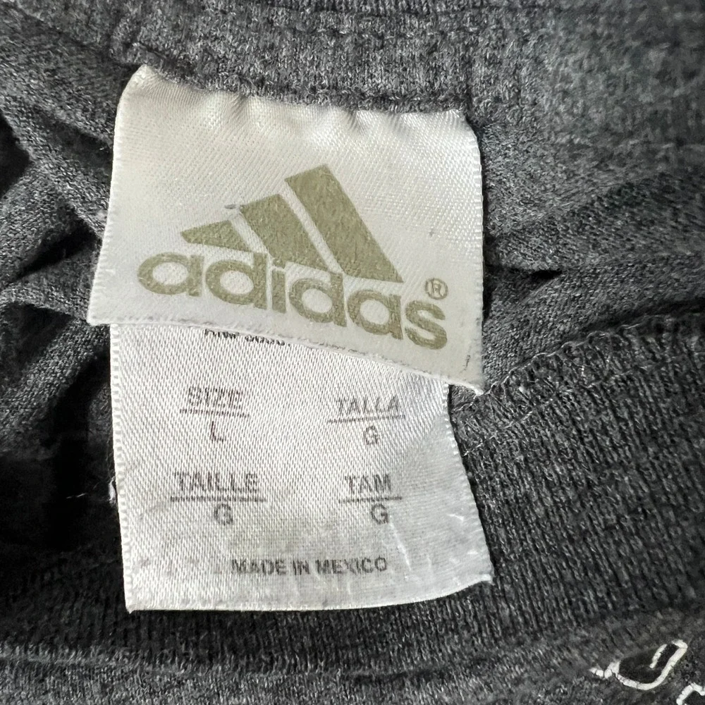 Vintage Adidas Mens Size Large T-shirt Gray Black Spell‎ Out Athletic Y2K 2000's